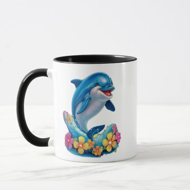 Taza Whimsical Dolphin Splash Coffee Mug (Izquierda)