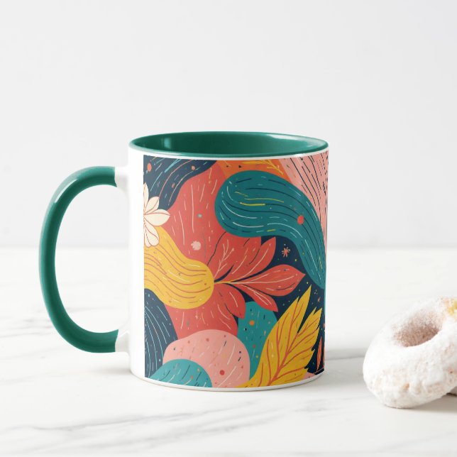 Taza Whimsical Floral Flow Mug (Con donut)