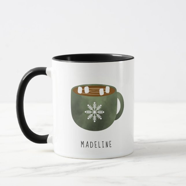 Taza Whimsical Hot Cocoa Snowflake Café Mug (Izquierda)