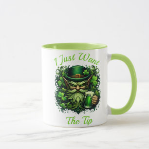Taza Whimsical Leprechaun Tomando Una Cerveza Fría
