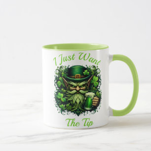 Taza Whimsical Leprechaun Tomando Una Cerveza Fría