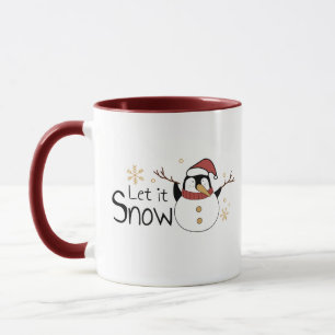 Taza Whimsical Let It Snow Penguin Snowman   NAVIDADES