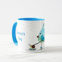 Taza Whimsical Skyline Bird Mug for Boys