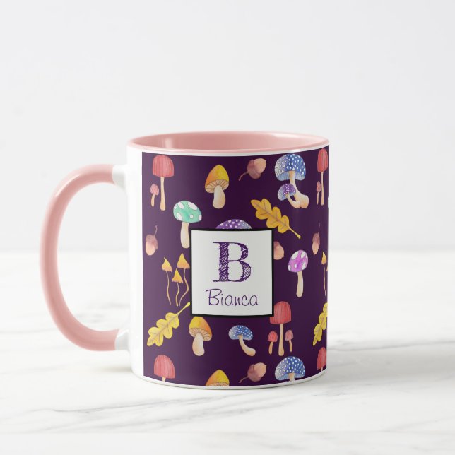 Taza Whimsical Watercolour Forest Mushrooms Personaliza (Izquierda)