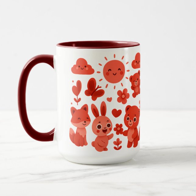 Taza Whimsical Woodland Animals Sun Ceramic Mug (Izquierda)
