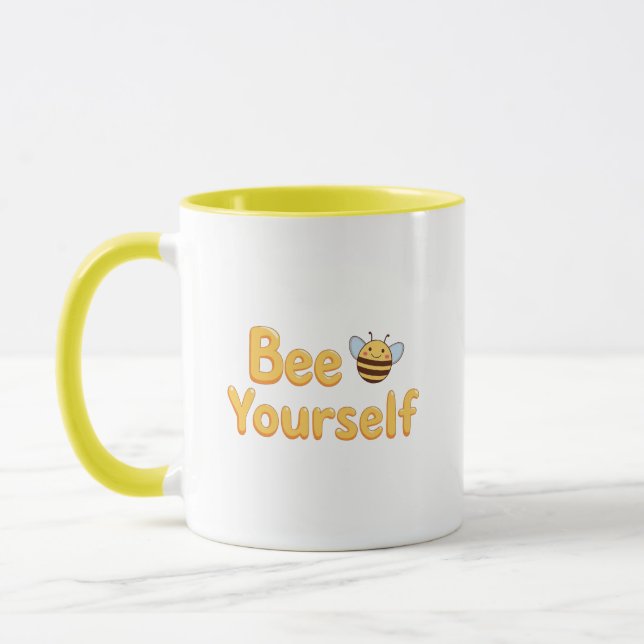 Taza Whimsical Yellow Bumblebee and Quote (Izquierda)