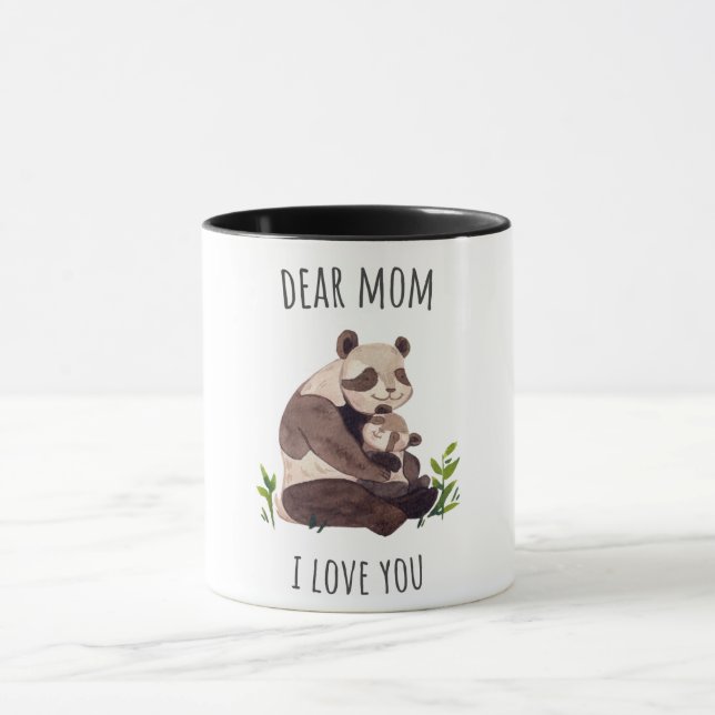 Taza White Brown Cute Panda Querida Mamá Mug (Centro)