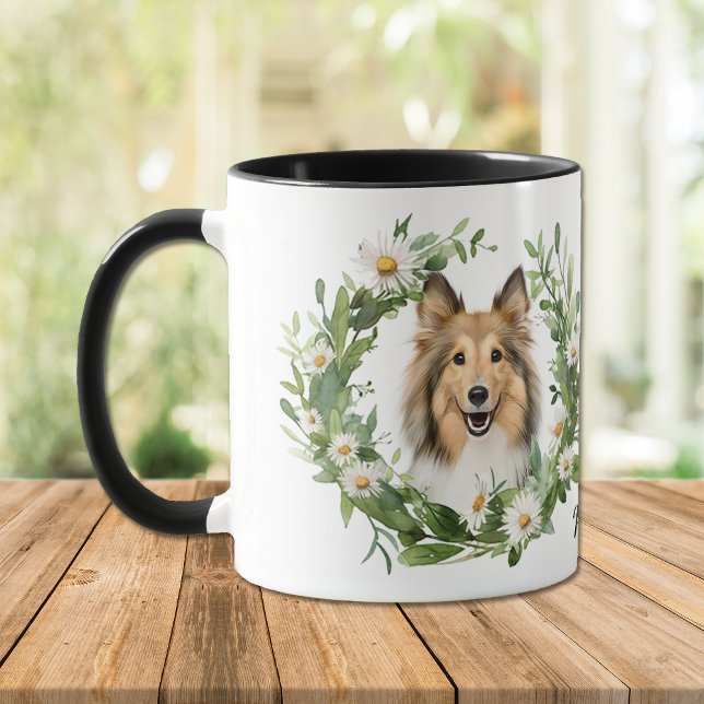 Taza White Daisy Wreath Collie Dog (Subido por el creador)