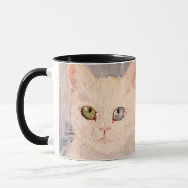 Taza White Kitten with Blue Eye and Green Eye Mug (Izquierda)