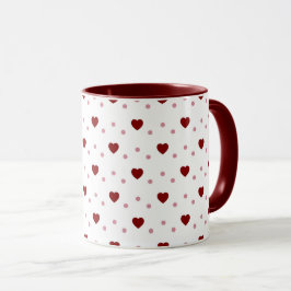 Taza White Mug – Dark & Light Red Hearts