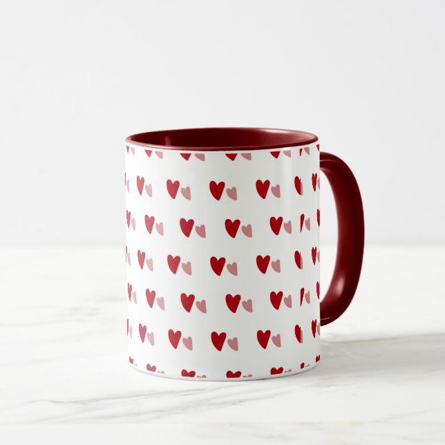 Taza White Mug – Dark & Light Wavy Hearts (Anverso derecho)