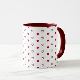 Taza White Mug – Dark Red Hearts