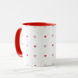 Taza White Mug – Red & Hollow Hearts