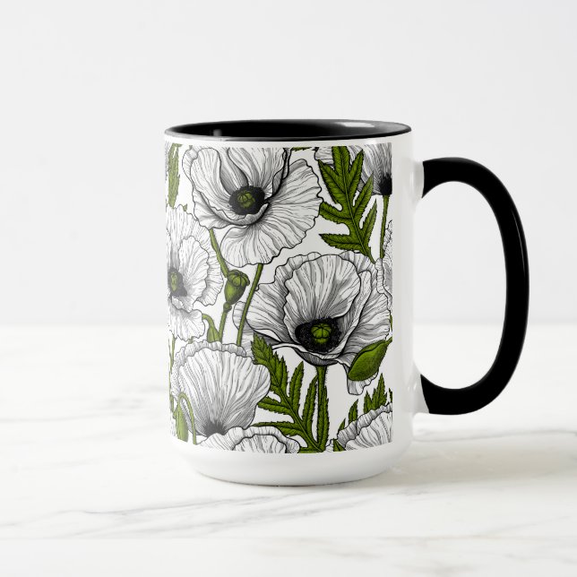 Taza White poppies on white (Derecha)