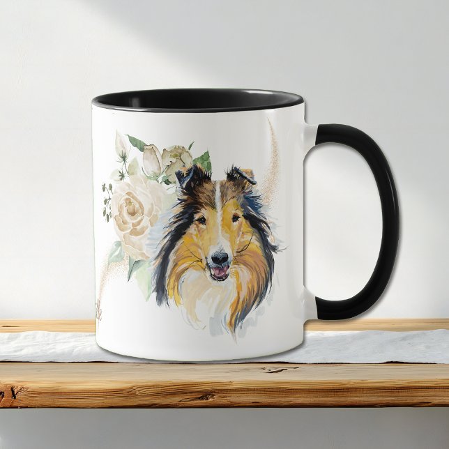 Taza White Rose Bouquet Collie Dog Mug (Subido por el creador)