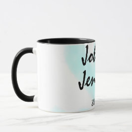 Taza white simple minimal text style wedding blue heart
