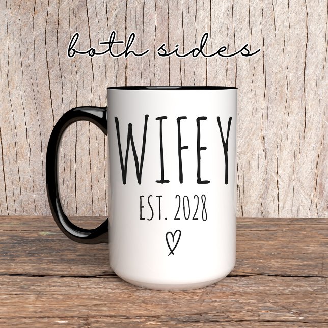 Taza Wifey Mug - Regalo Boda personalizado para novia (wedding gift mug, newlyweds gift mug, custom bride mug, engagement gift mug, anniversary mug gift,)