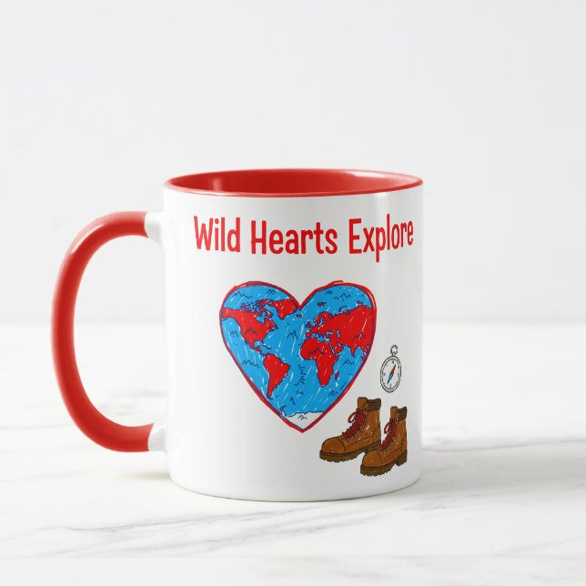 Taza Wild Hearts Explore Map and Hiking Boots Art (Izquierda)