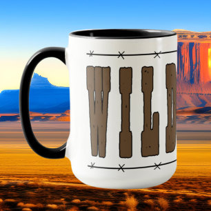 Taza Wild West word art coffee mug