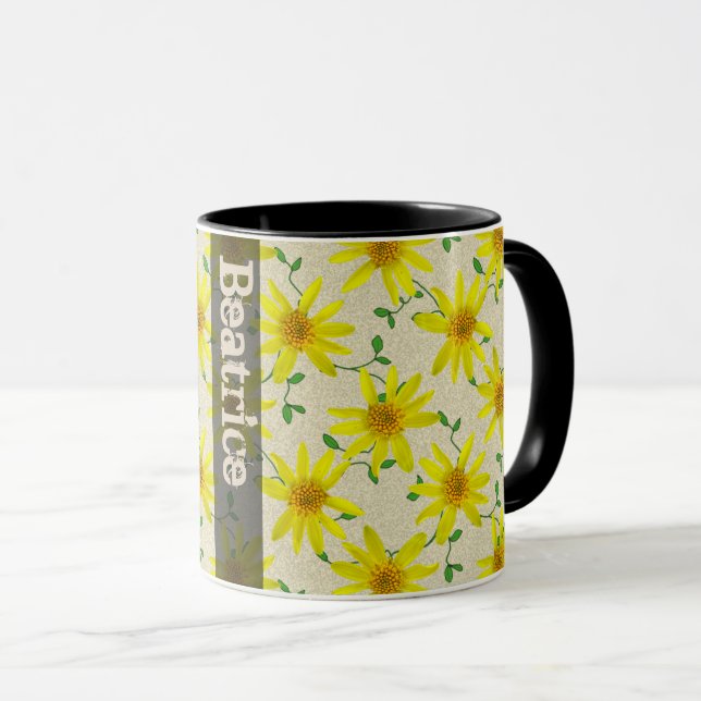 Taza Wildflower amarillo botánico del verano dulce con (Anverso derecho)