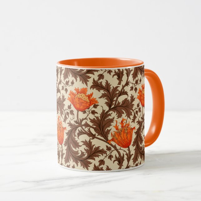 Taza William Morris Anemone, Beige, Naranja Brown y Rus (Anverso derecho)