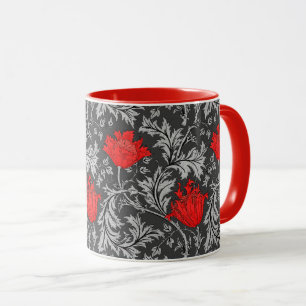 Taza William Morris Anemone, Gris/Gris y Red Mug
