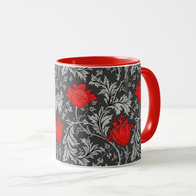 Taza William Morris Anemone, Gris/Gris y Red Mug (Anverso derecho)