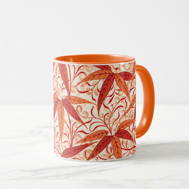 Taza William Morris Bamboo Print, Naranja mandarín (Anverso derecho)