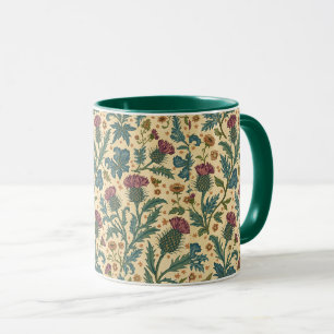Taza William Morris cardo escocés floral vintage 