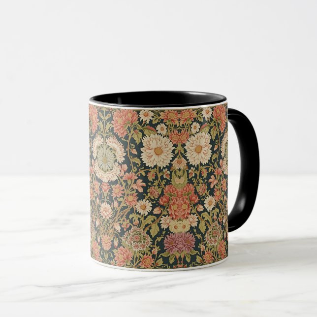 Taza  William Morris Chrysanthemums Floral Art Nouveau  (Anverso derecho)
