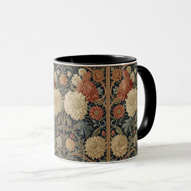 Taza  William Morris Chrysanthemums Floral Art Nouveau  (Anverso derecho)