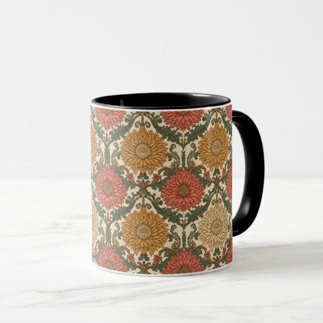 Taza  William Morris Chrysanthemums Floral Art Nouveau  (Anverso derecho)