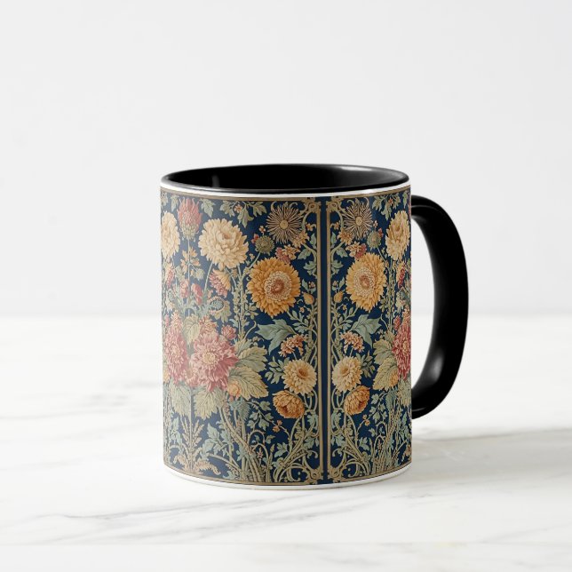 Taza  William Morris Chrysanthemums Floral Art Nouveau  (Anverso derecho)