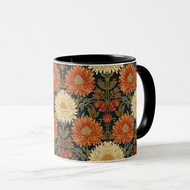 Taza  William Morris Chrysanthemums Floral Art Nouveau  (Anverso derecho)