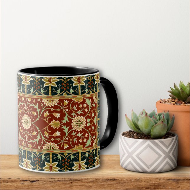 Taza William Morris Floral Diseño Oro Rojo y Azul (Subido por el creador)
