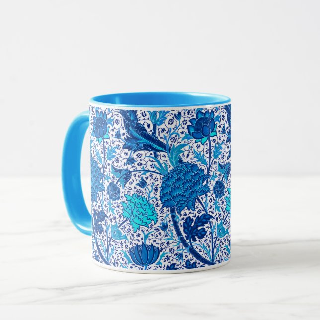 Taza William Morris Jacobean Floral, Azul Cobalto (Anverso izquierdo)