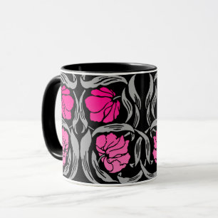 Taza William Morris Pimpernel, rosa y negro de Fuchsia