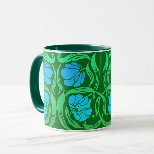 Taza William Morris Pimpernel, verde azul y esmeralda (Anverso izquierdo)