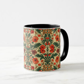 Taza William Morris Poppies Floral Art Nouveau Pattern