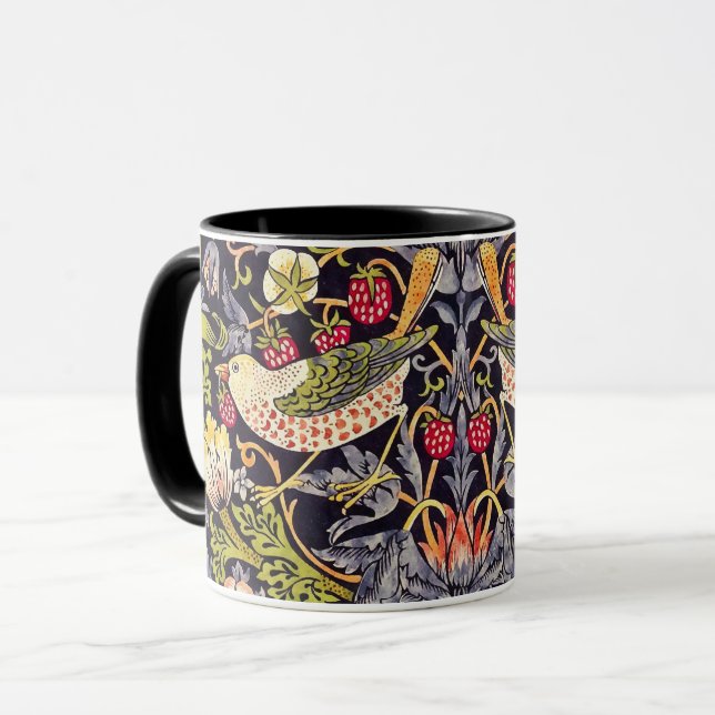 Taza William Morris Strawberry Thief Floral Art Nouveau (Anverso izquierdo)