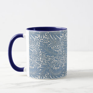Taza William Morris Vintage Floral Patrón azul Blanco