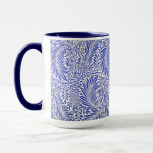 Taza William Morris Vintage Floral Patrón azul Blanco