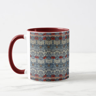 Taza William Morris Vintage Red Floral Tulip y Rosa