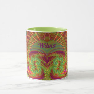 Taza WILMA ~ Zany 3D ~ Naranja brillante, amarillo y pú