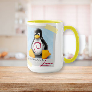 Taza Windows Debian Linux Tux actualizado