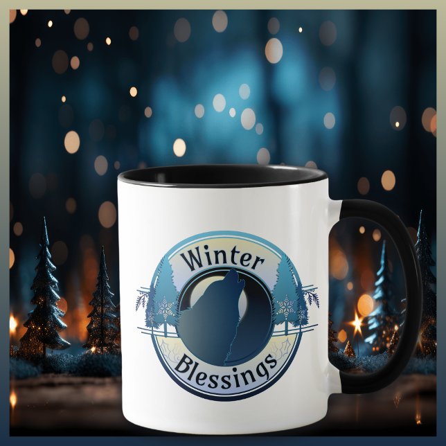 Taza Winter Blessing Wolf y Moon Badge (Subido por el creador)