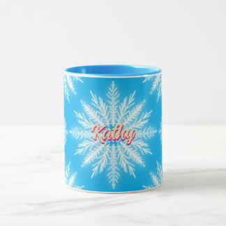 Taza Winter Blue Snow Fake name Personalizado