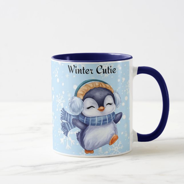 Taza Winter Cutie | Cute Penguin Winter Coffee Mug (Derecha)