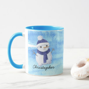 Taza Winter Snowman con Navidades de nombres personaliz