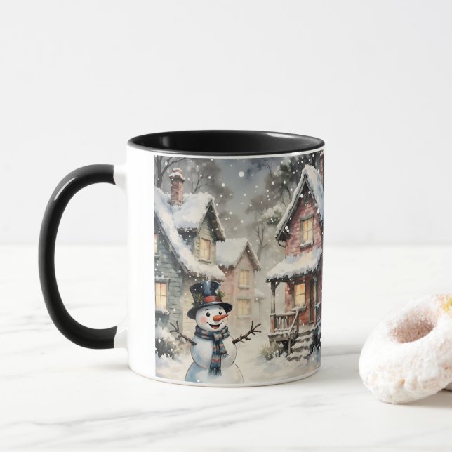 Taza Winter Snowy Scene Mug (Con donut)